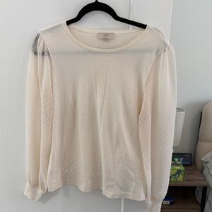 LOFT Women's Cream Long Sleeve Top